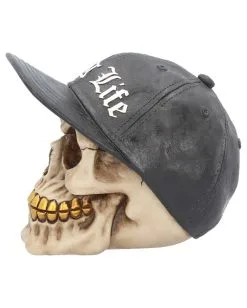 Gangster Totenschädel "Thug Life" 15,8cm -Halloween Geschäft gangster totenkopf gangster totenschaedel gangster skull skull with gold teeth 53388 03
