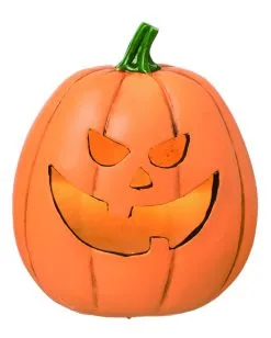 Grinsender Halloween Kürbis Mit LED 16cm -Halloween Geschäft grinsender led kuerbis aus kunststein light up resin jack o lantern decor halloween kuerbis deko 53047 4