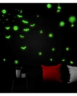 Leuchtende "Fledermäuse & Spinnen" Halloween Sticker -Halloween Geschäft leuchtende halloween sticker fledermaeuse und spinnen glow in the dark halloween sticker bats and spiders 51726 03