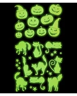 Leuchtende "Kürbisse & Katzen" Halloween Sticker