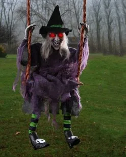 Leuchtende Hexe Auf Schaukel 90 Cm