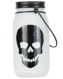 Beleuchtete Totenschädel Laterne Aus Glas