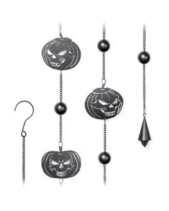 Totenschädel Kürbis Windspiel Hängedeko -Halloween Geschäft pumpkin skull metall windspiel halloween und gothic wohnungsdeko und homeware alchemy england pumpkins skull wind chime 52748
