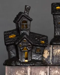 Beleuchtete Grusel Glitzer Geisterhaus Deko -Halloween Geschäft scary glitter geisterhaus deko mit led scary glitter light up haunted house halloween spukhaus deko 53048 3