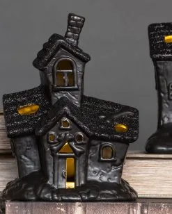 Beleuchtete Grusel Glitzer Geisterhaus Deko -Halloween Geschäft scary glitter geisterhaus deko mit led scary glitter light up haunted house halloween spukhaus deko 53048 4