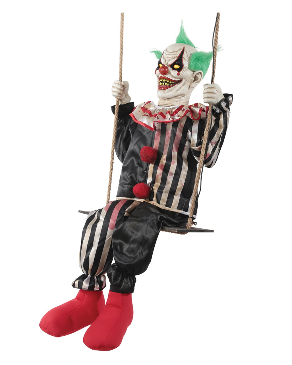 Schaukelnder Horror Clown Chuckles Halloween Animatronic 1 Schaukelnder Horror Clown Chuckles Halloween Animatronic