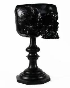 Schwarzer Totenschädel Als Ringehalter 21cm -Halloween Geschäft schwarzer totenkopf als ringehalter schwarzer totenschaedel als ringhalter black skull ring holder gothic wohnaccessoire 54858 03