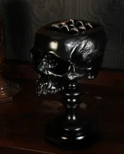 Schwarzer Totenschädel Als Ringehalter 21cm -Halloween Geschäft schwarzer totenkopf als ringehalter schwarzer totenschaedel als ringhalter black skull ring holder gothic wohnaccessoire 54858 07