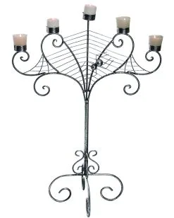 Silberner Metall Spinnweben Kerzenständer