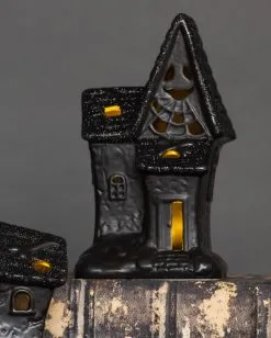 Beleuchtete Glitzer Spukendes Geisterhaus Deko -Halloween Geschäft spooky glitter geisterhaus deko mit led spooky glitter light up haunted house halloween spukhaus deko 53049 3