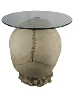 Totenschädel Tisch Mit Glasplatte 56,5cm 8 Totenschädel Tisch Mit Glasplatte 56,5cm -Halloween Geschäft totenkopf tisch mit runder glasplatte totenschaedel tisch mit runder glasplatte skull table with round glass plate 54783 04