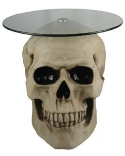 Totenschädel Tisch Mit Glasplatte 56,5cm 9 Totenschädel Tisch Mit Glasplatte 56,5cm -Halloween Geschäft totenkopf tisch mit runder glasplatte totenschaedel tisch mit runder glasplatte skull table with round glass plate 54783 05